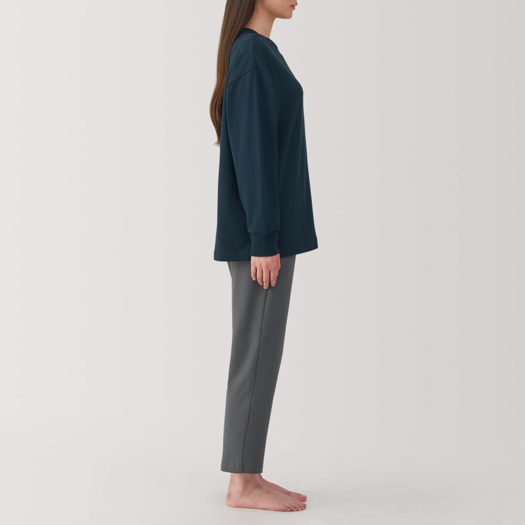 MUJI Loosely Twisted Sweatshirt Long Sleeve Loungewear Size S Women's Set, Navy, (FD1LAA5S)