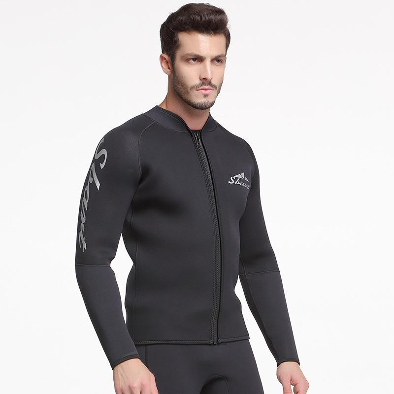 Men's 5mm Thick Wetsuit Jacket for Winter Surfing, Swimming, and Snorkeling.