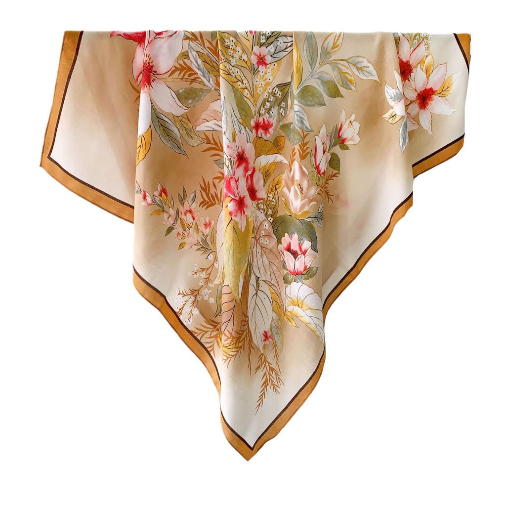 New velvet wool feel large square scarf women's light luxury temperament decorative shawl printed warm scarf