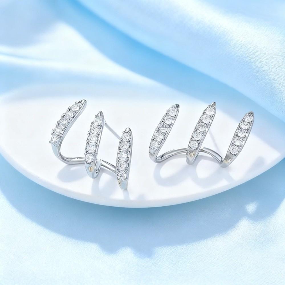 Light Luxury Ladies Claw Earrings Rhinestone Women Zircon Stud Earrings  Wedding