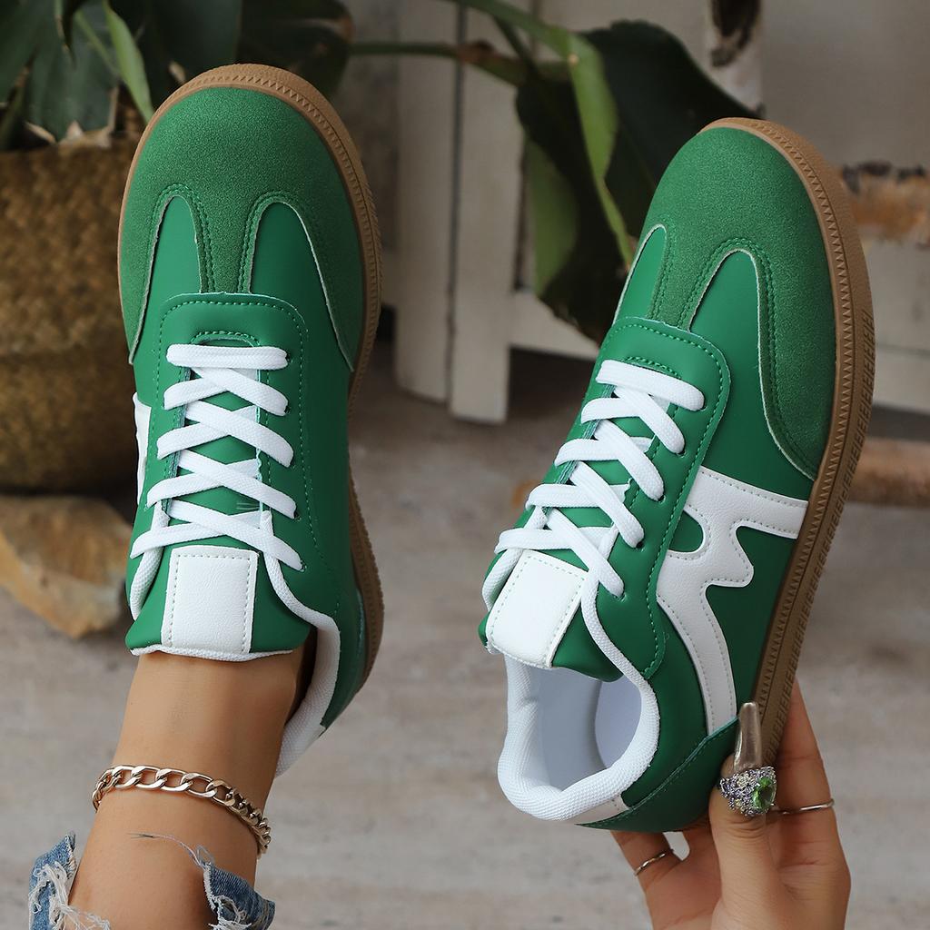 Fashion Lightweight Comfortable Sneakers for Women Fashion Striped Lace Up Sports Shoes Woman Casual Breathable Green Sneakers Plus Size