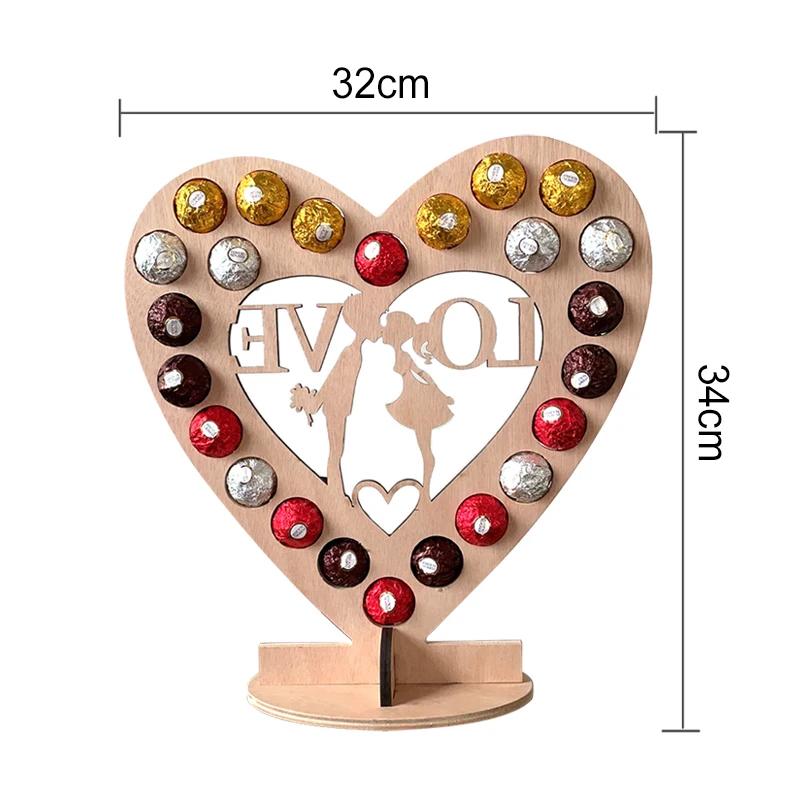 Valentine's Day Wooden Advent Calendar Chocolate Holder Countdown Calendar For Valentine's Day Love Countdown Calendar 2026