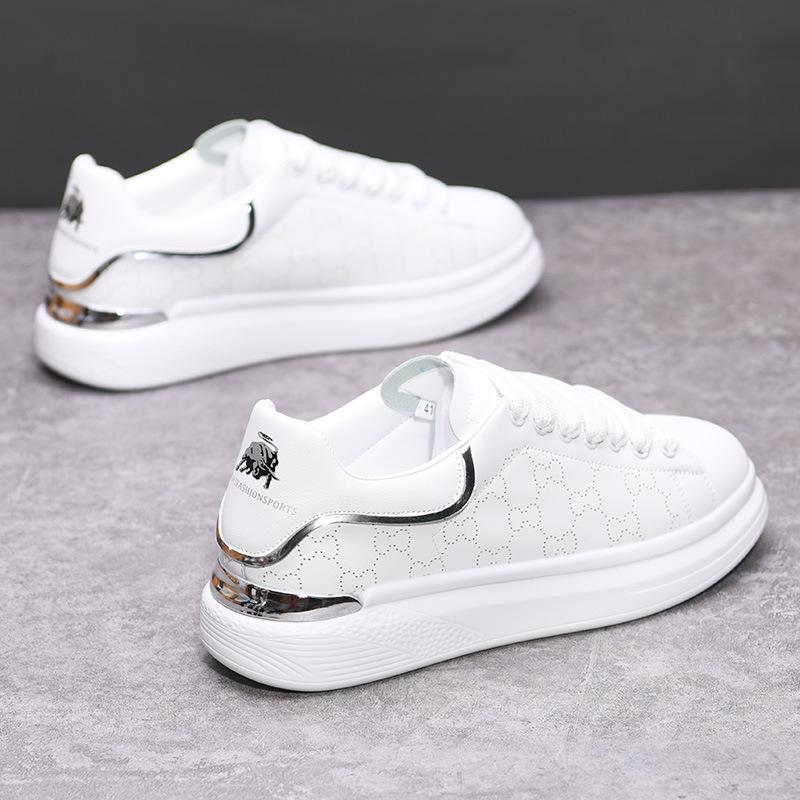 McQueen Leather Thick Sole Heightening Breathable Casual Couple Board Shoes KY21121 Comfortable Muffin