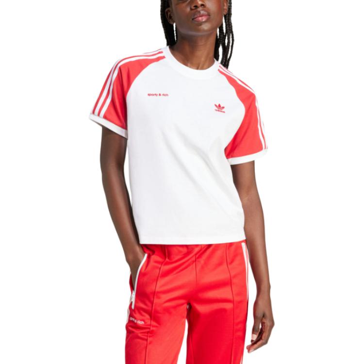 adidas Originals x Sporty & Rich Women's Short Sleeve Tee White Red JI9274