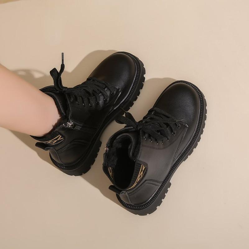 Fleece Women's Single Boots, Thin Short Boots, Thick Heels, Spring and Autumn Cotton Boots, Autumn and Winter New Thin Martin Boots