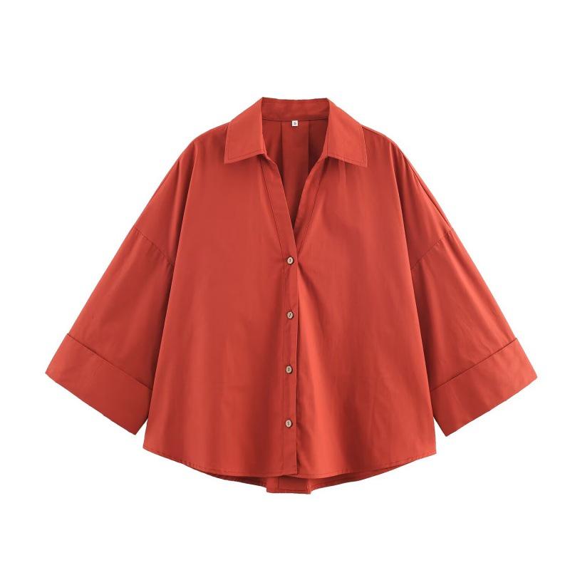 Autumn 2025 Wide Sleeve Poplin Shirt - European & American Style, New Versatile Design