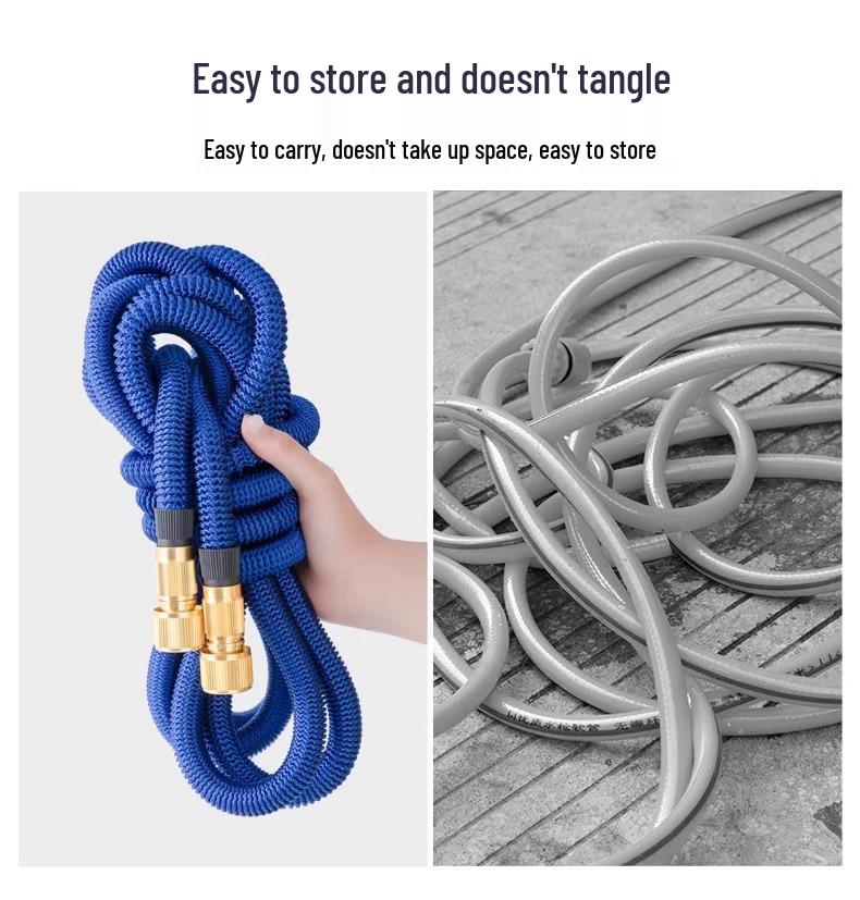 High-Pressure Telescopic Water Hose with Explosion-Proof Nozzle, Ideal for Car Wash and Garden Watering.