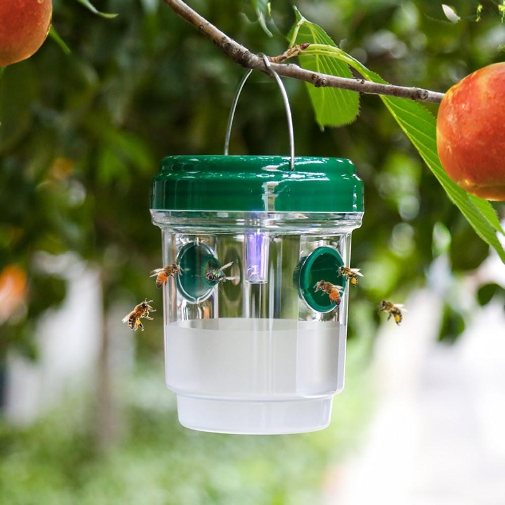 New Solar Powered Wasp Trap Box PP Hanging Bee Trap Bottle Reusable Transparent Wasp Killer Outdoor Use