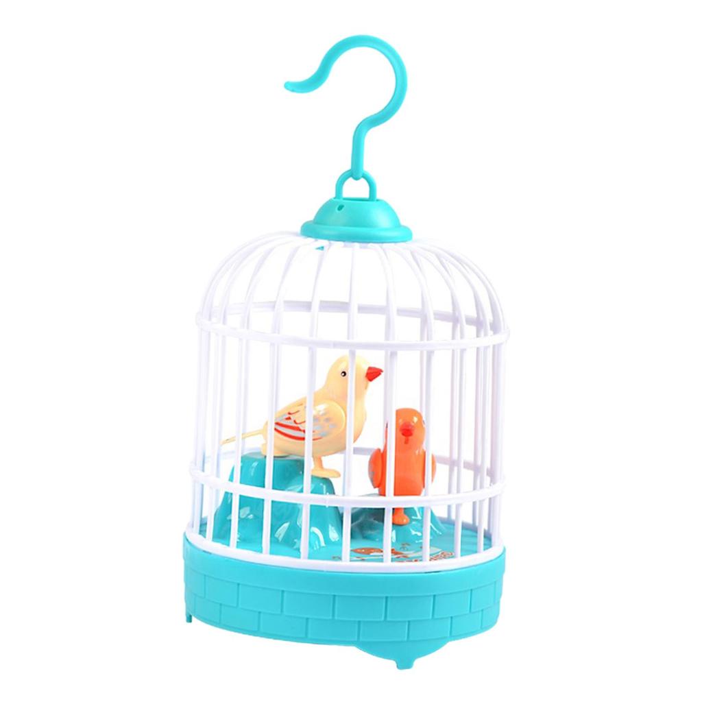 Toy Mini Simulation Animal Chirping Bird Musical Parrot Cage with Realistic Movement And Soft