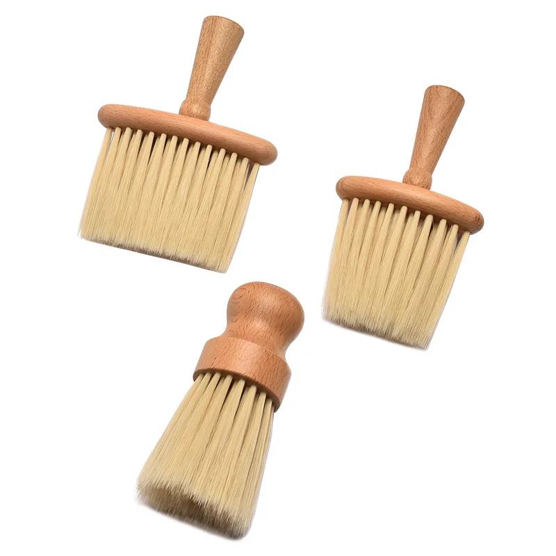 HeMu-Car Interior Wooden Handle Soft Bristle Cleaning Brush, Household Dust Brush, Barber Shop Hair Brush, Facial Cleansing