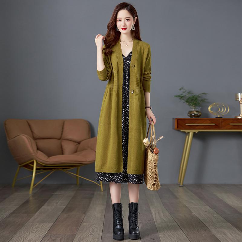 

Трендовый кардиган выше колена 2024: Шаль средней длины, крупной вязки, с дизайном, подчеркивающим талию One Size