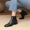 Fashion Retro square toe thick heeled short boots for women in autumn and winter 2024, new British style with plush warm Chelsea boots