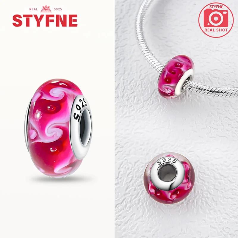Original Copper Flower Charms Glass Bead Colored Murano Fit Bracelet Diy For Women Fine Jewelry Gifts Making