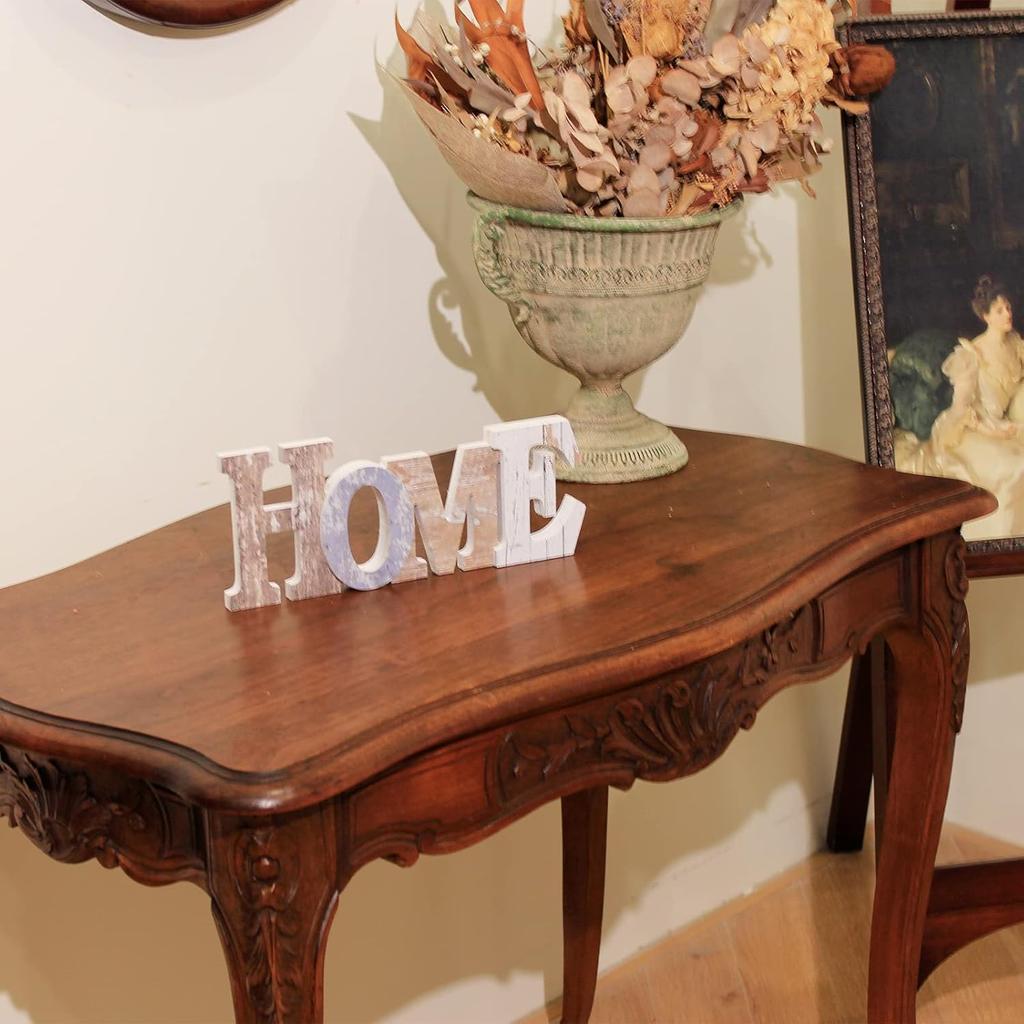 Wood Home Sign, Decorative Art Wall Mount, Free Standing Wooden Word Table Signs for Home Decor (Home)