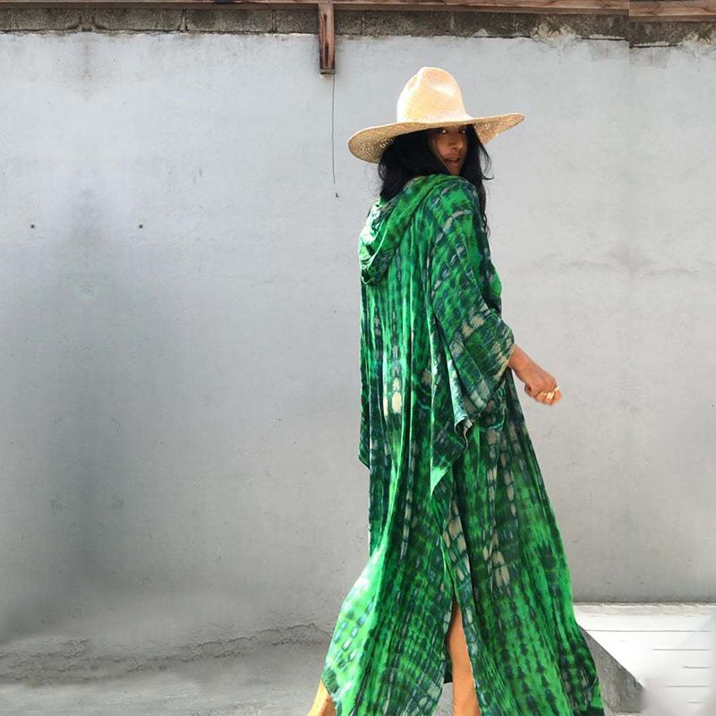 Uaneo Womens 3/4 Sleeve V Neck Boho Floral Printed Tassel Kaftan Midi Swimsuit Beach Cover Up Uaneo Womens 3/4 Sleeve V Neck Boho Floral Printed Tassel Kaftan Midi Swimsuit Beach Cover Up