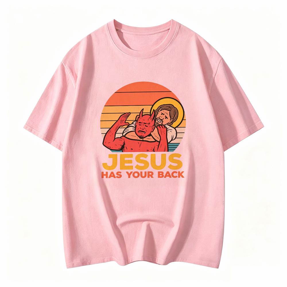 Jesus Has Your Back Jiu Jitsu Retro Christian T Shirts Unisex And Unisex Vintage Short Sleeve Tee Shirt Tops T Shirt Graphic