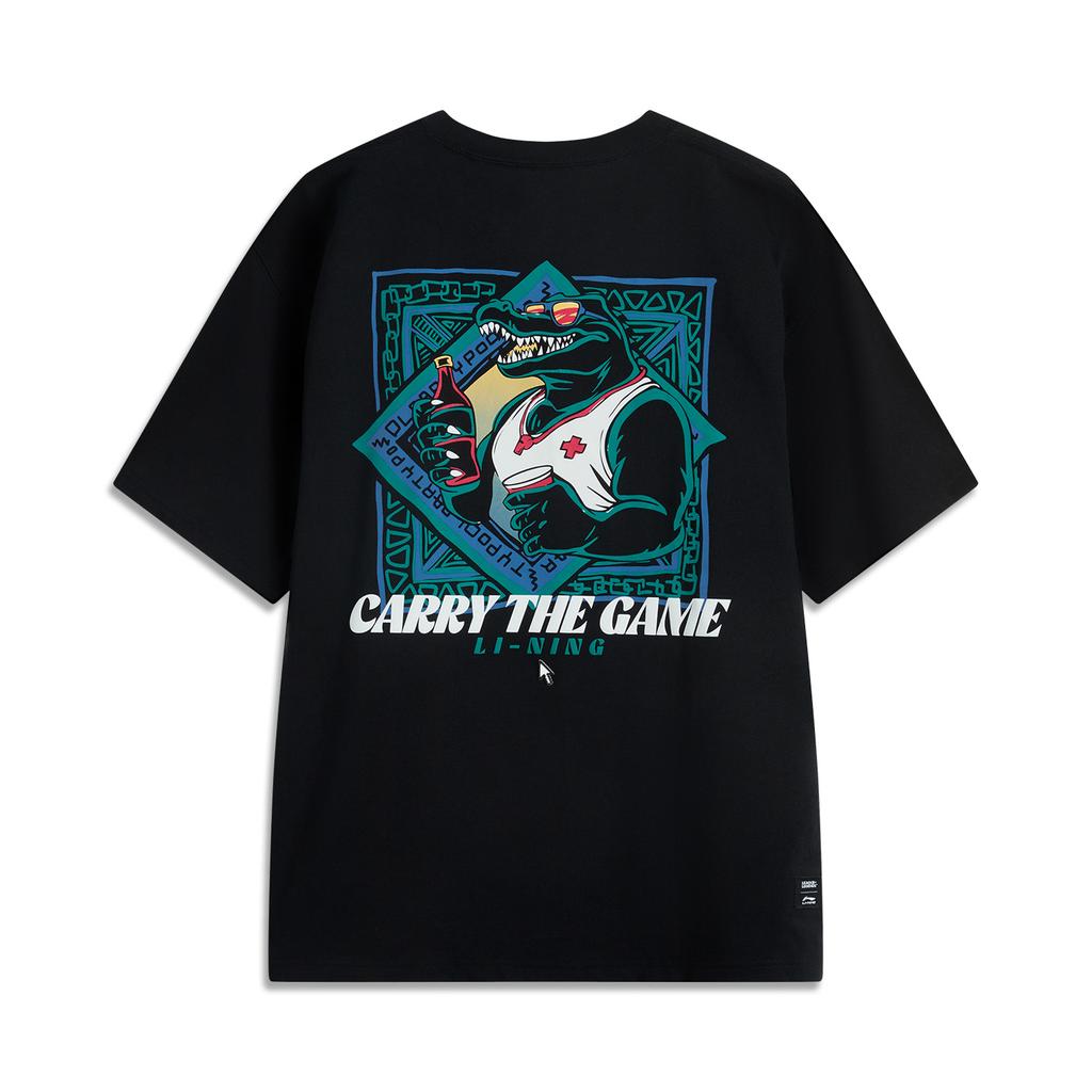Li Ning X LEAGUE OF LEGENDS Sports Life Collection T Shirt Unisex Black/Back Crocodile AHSV153-8