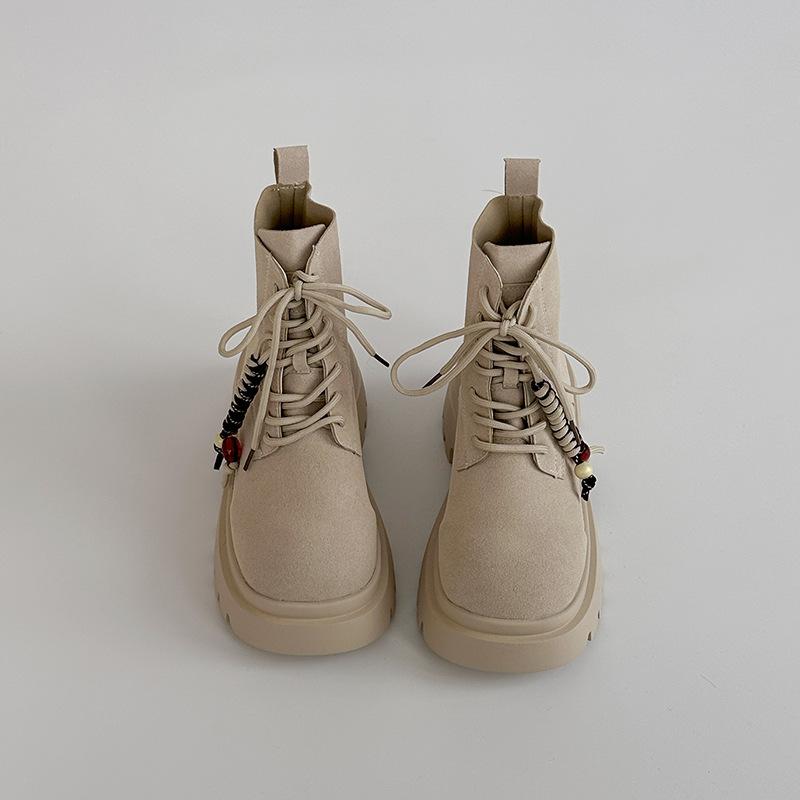 Solid color lace-up platform fashion retro fashion boots women's season new short boots Martin boots versatile boots