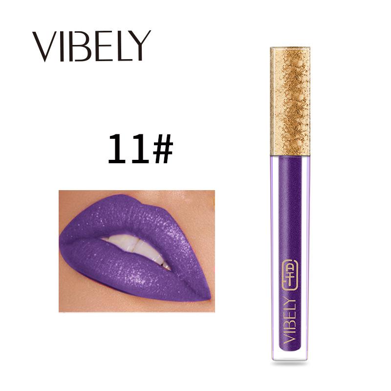VIBELY 15 Color Does Not Take Off Makeup, Red Beads, Light Flashing Lip Glaze Makeup
