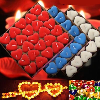 50 Adet Mum Dumansız Yuvarlak/Kalp Şeklinde Titrek Mini Masaüstü Atmosfer Mum Parti için