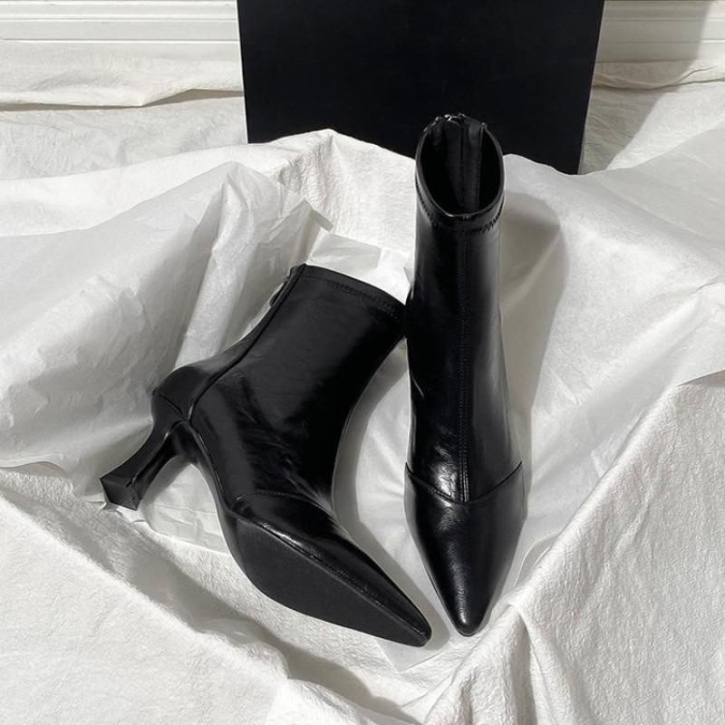 Designer Vintage Leisure Women's Ankle Boots Winter Pointed Toe Shoes Woman Fine with Leather Modern Boots Women's Cossacks