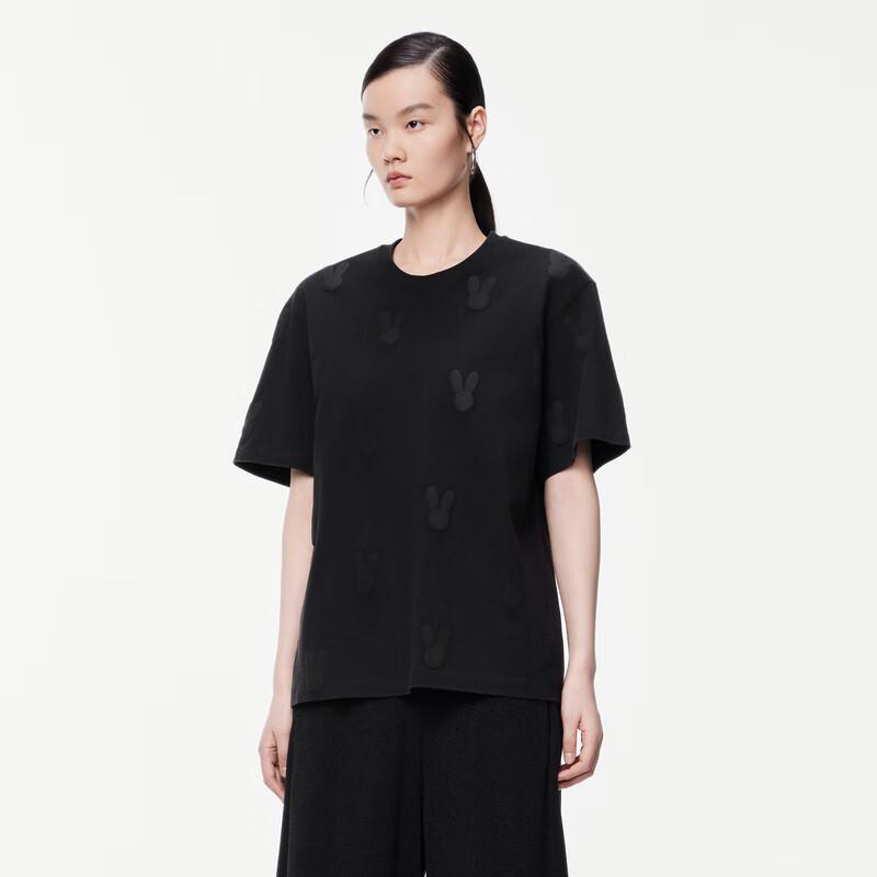 JNBY Women's Loose Fit Printed Rabbit Short Sleeve Cotton T-Shirt