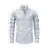 Męska Codzienna i Modna Czterostronna Cyfrowo Drukowana Pasiasta Koszula z Długim Rękawem i Kołnierzykiem na Guziki