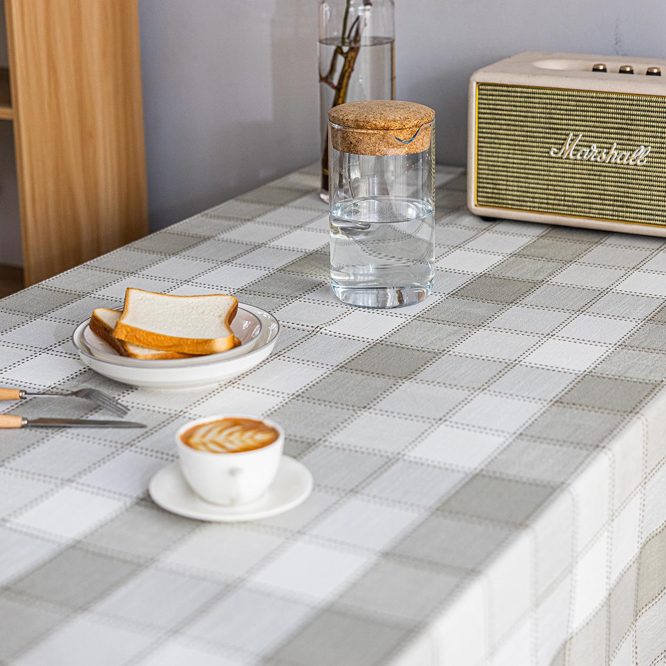 

Modern Simple Plaid Fabric Cotton And Linen Tablecloth Cotton Rectangular Tablecloth Home Hotel Restaurant Tablecloth 60*60cm