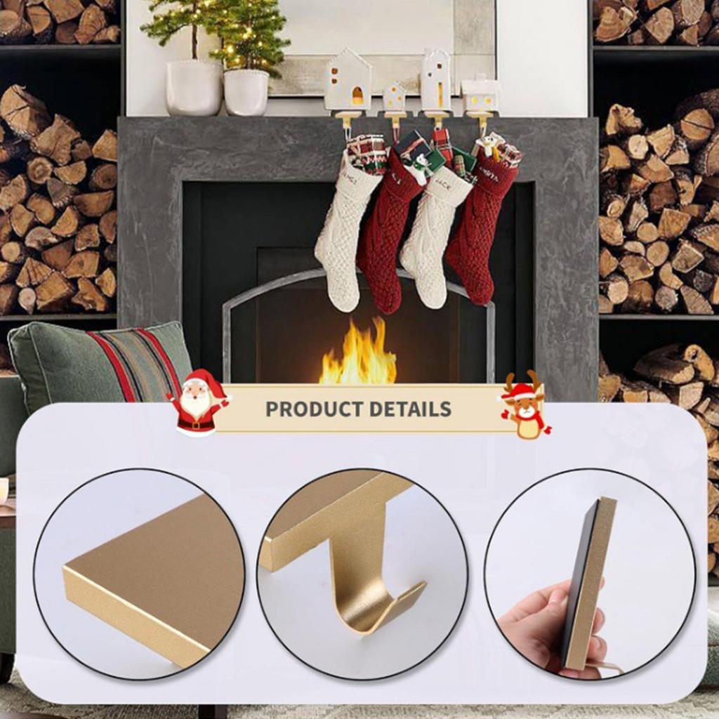 Set of 4 Weighted Christmas Stocking Hangers Christmas Mantel Hook Hangers for Stocking Hanging and Christmas Decors
