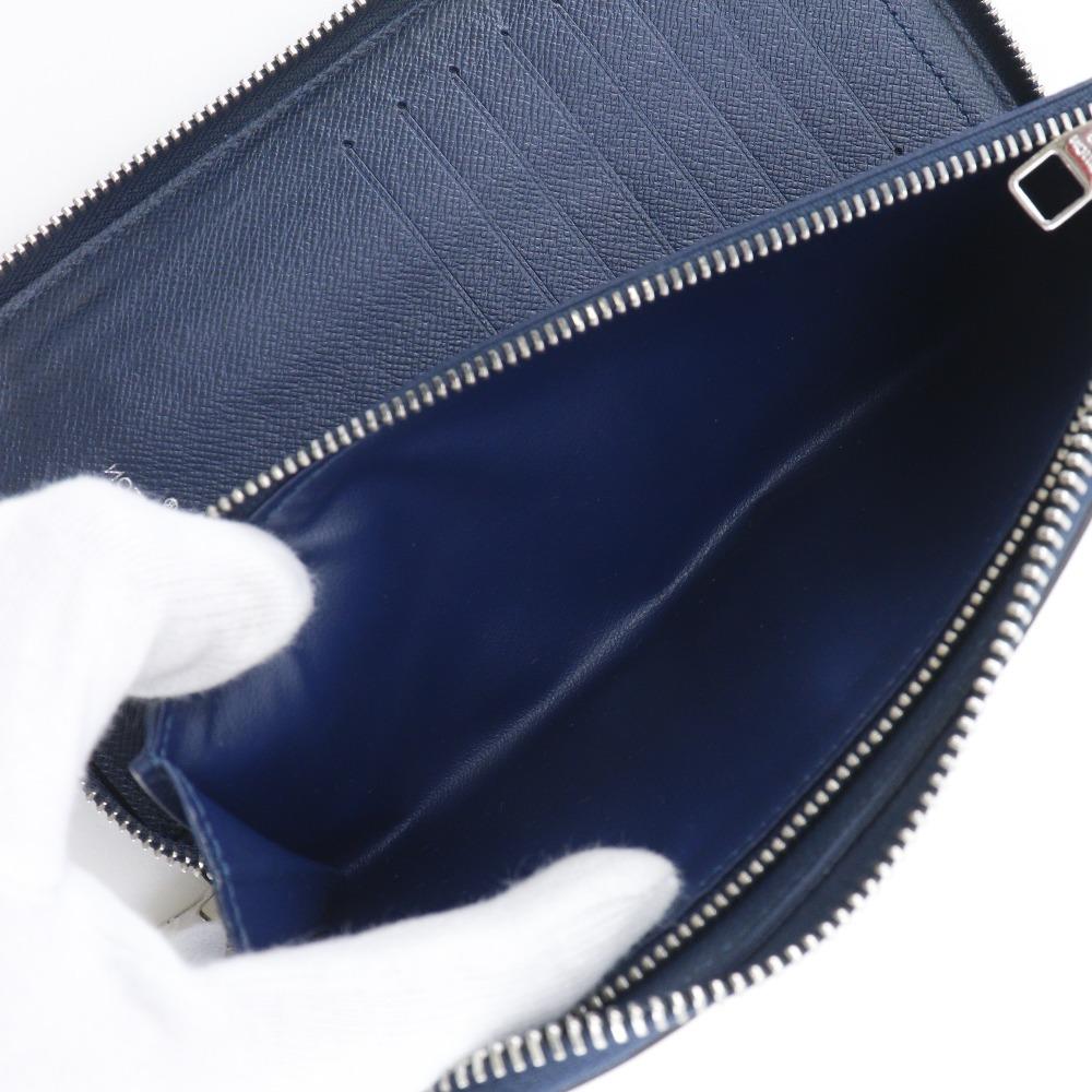 LOUIS VUITTON Zippy Wallet Vertical Purse M32837 Océan Navy blue Taiga mens Used