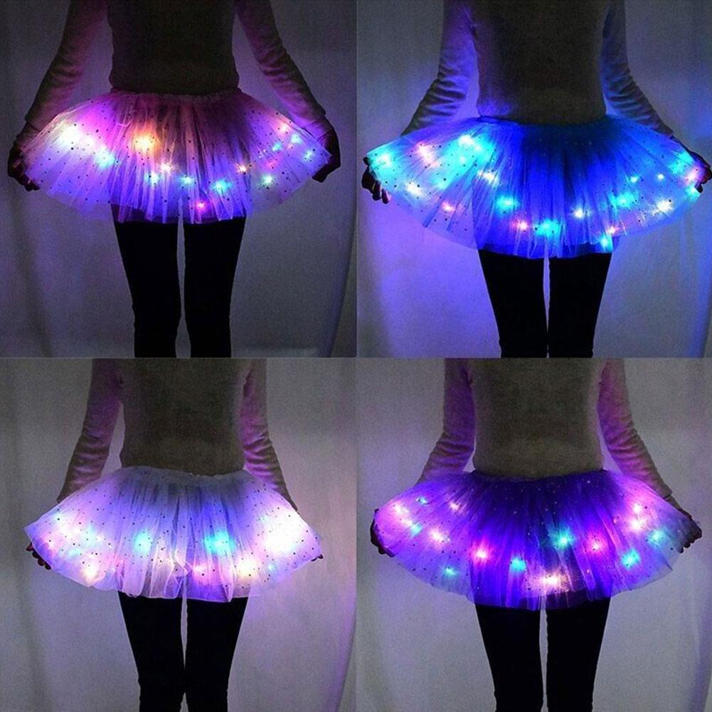 LED svítící světlo Děti Dívky Princezna Tutu Sukně Dětské Oblečení Svatba Párty Tanec Minisukně Kostým Cosplay LED Oblečení