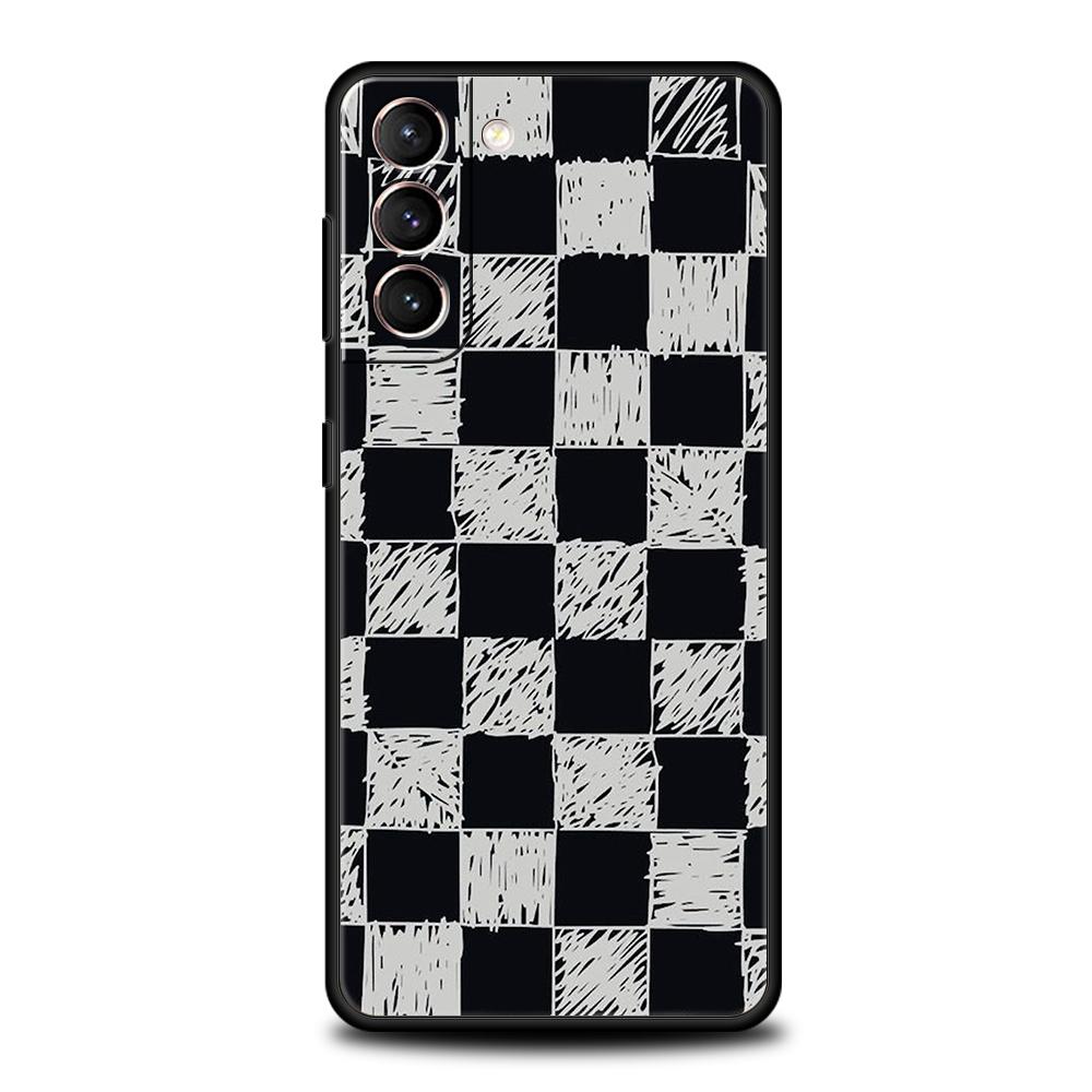 

Чехол для телефона в клетку с шахматным узором для Samsung Galaxy S24 S23 Ultra S22 S21 S20 FE 5G S10 S10E S9 Plus S8 Мягкий силиконовый чехол Samsung S23 FE