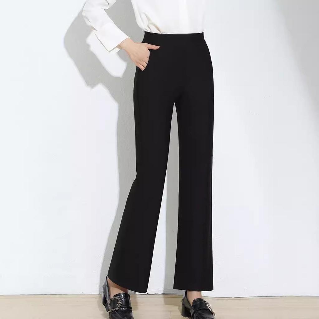 Women High Waist Flare Pants High Elastic Cropped Trousers With Pockets Slim Fit Casual Bootcut Pants