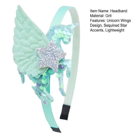 Mädchen Stirnband Dreidimensional Leicht Unicorn Wings Design Stirnband mit Pailletten Stern Dekoration Auftritte Halloween Kostüm Haar Accessoire
