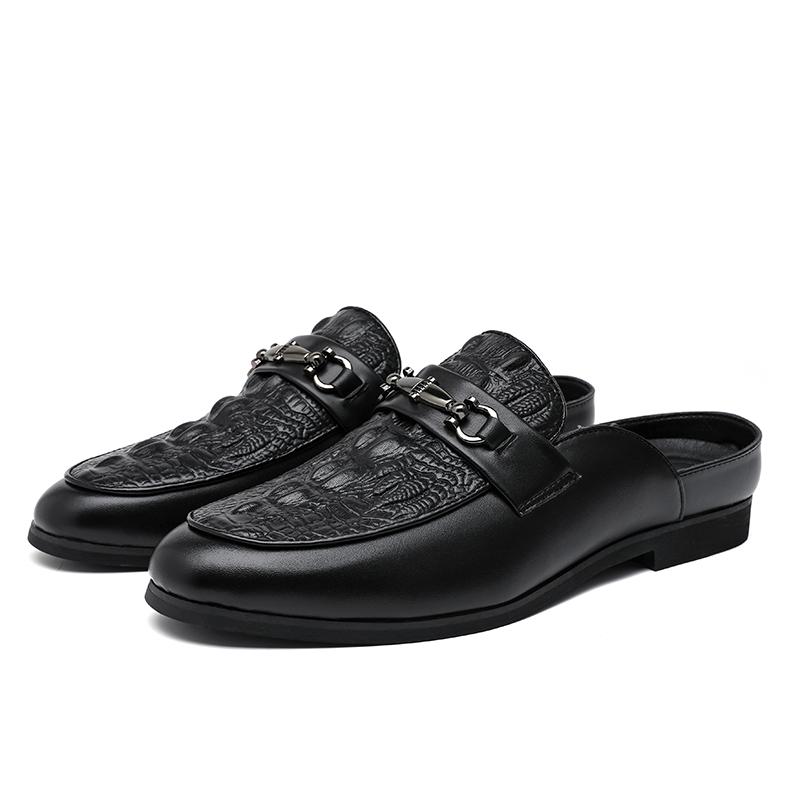 Fashion Luxury Designer Half Drag Club Shoes Brand Casual Leather Lazy Shoe Men Outdoor Antiskid Casual Walking Shoe New Fashion Loafers