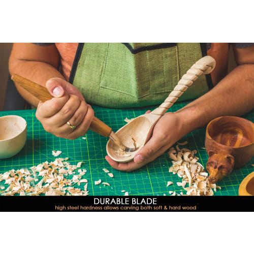 BeaverCraft, Spoon Carving Hook Knife SK5s - 5cm, Double-Sided Wood Carving Knife with Leather Sheath for Carving Spoons, Bowls, Cups, and More, for P