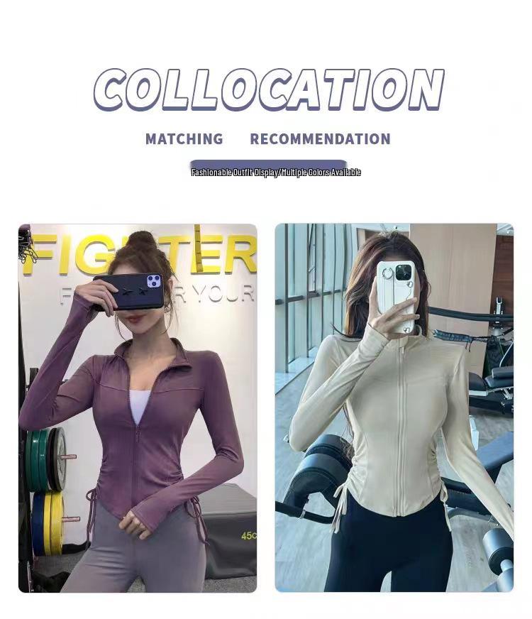 Women's Spring Slim Fit Quick-Dry Yoga Running Zipper Cardigan Long Sleeve Sunscreen Jacket