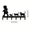 Cute Cat Key Holder Black Metal Wall Mount Home Decor