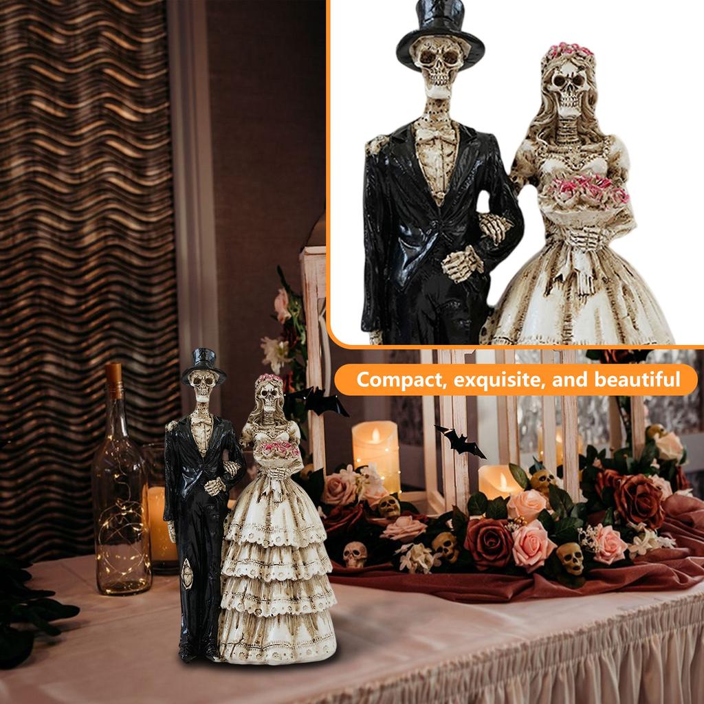 Halloween Skeleton Groom And Bride Resin Ornament Decoration