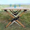 Portable Folding Roll-Up Camping Table - Easy Storage, Carbon Steel BBQ Stand.