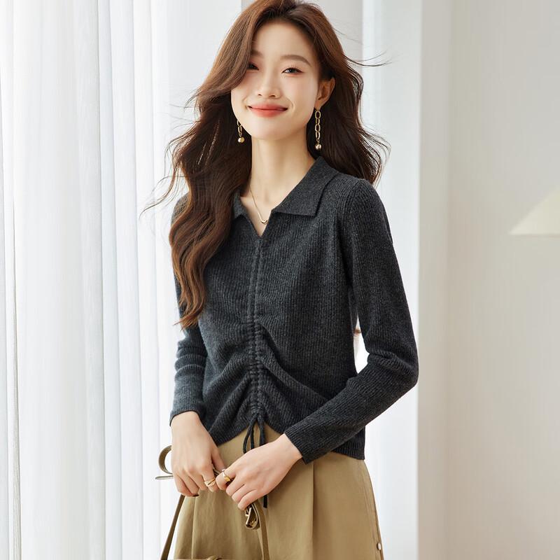 

Srcr Women s Pure Wool Drawstring Knit Sweater L