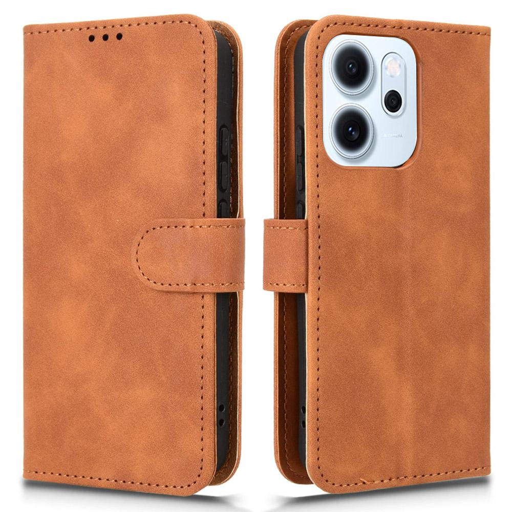 

For Oppo Reno14 5G (Global)/Reno14 F 5G Leather Case Skin Feel Anti Drop Wallet Flip Phone Cover E
