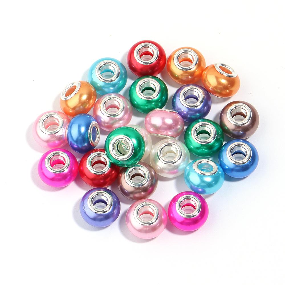 20pcs/lot Imitation Pearl Resin Beads Colorful Big Hole Loose Beads For Jewelry Making DIY Earring Bracelet Necklace Accessories