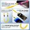 65W Spring Retractable 4-in-1 Charging Cable for iPhone 16 & Huawei Phones