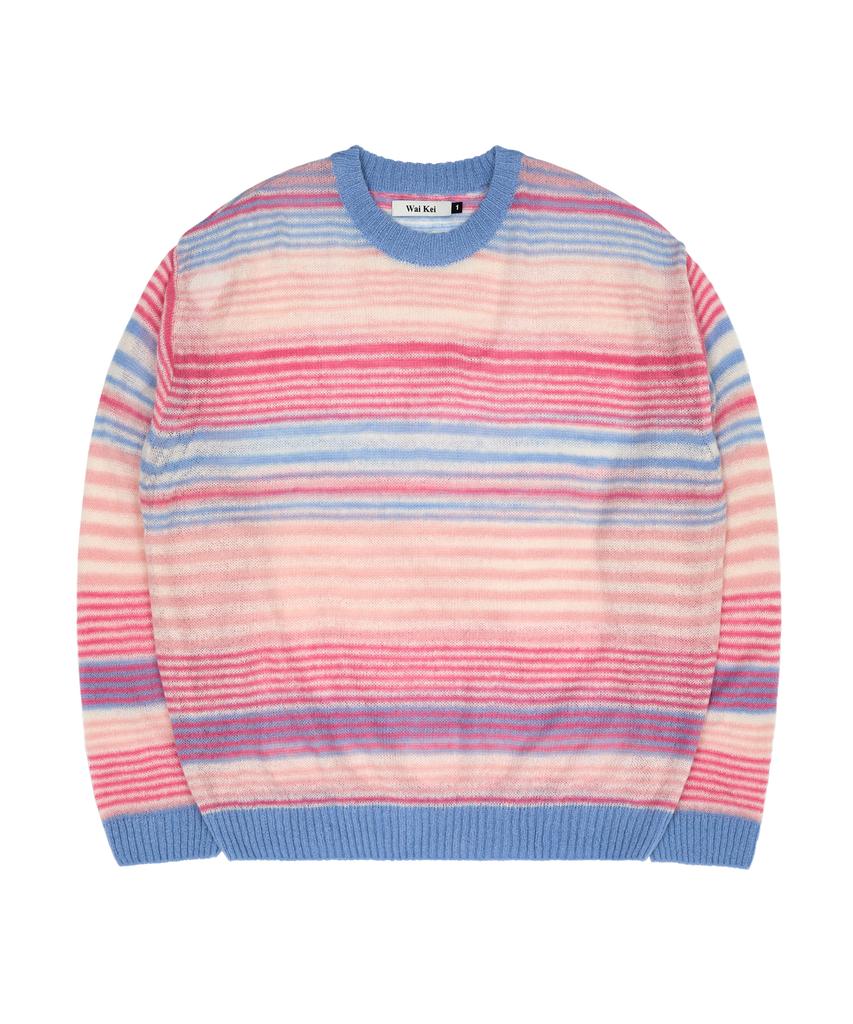 WAIKEI Multi-Stripe See-Through Knit Pink