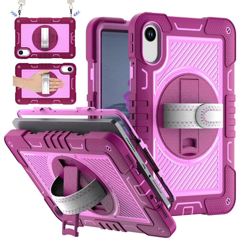 360 Rotating Stand Armor Case for Xiaomi Redmi Pad 2 2025 11 Inch Model 25040RP0AG Hybrid Cover with Shoulder Strap Silicone+PC