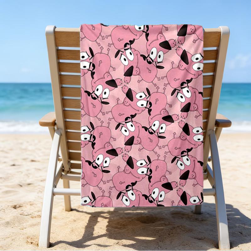 proof beach towel with a Courage the Cowardly Dog2 pattern - soft,absorbent,quick-drying,machine washable - perfect for swimming,camping,bathing