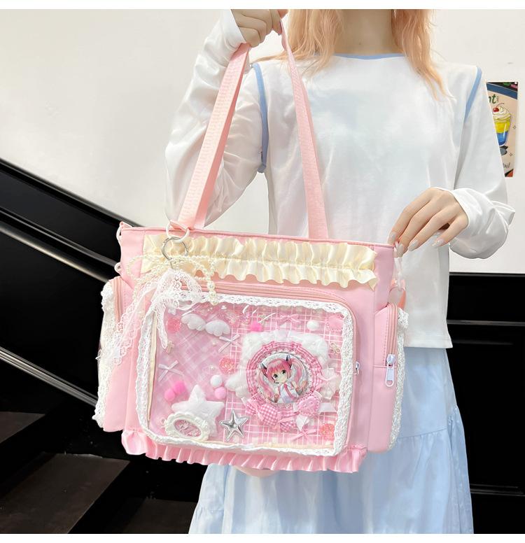 Japanese Kawaii Ita Bag Transparent Window Shoulder Bag Sweet Candy Color Crossbody Bag for Anime Fans