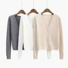 Loose and Versatile V-neck Knitted Cardigan Autumn Sweater with Temperament Long-sleeved High-waisted Short Jacket Tide