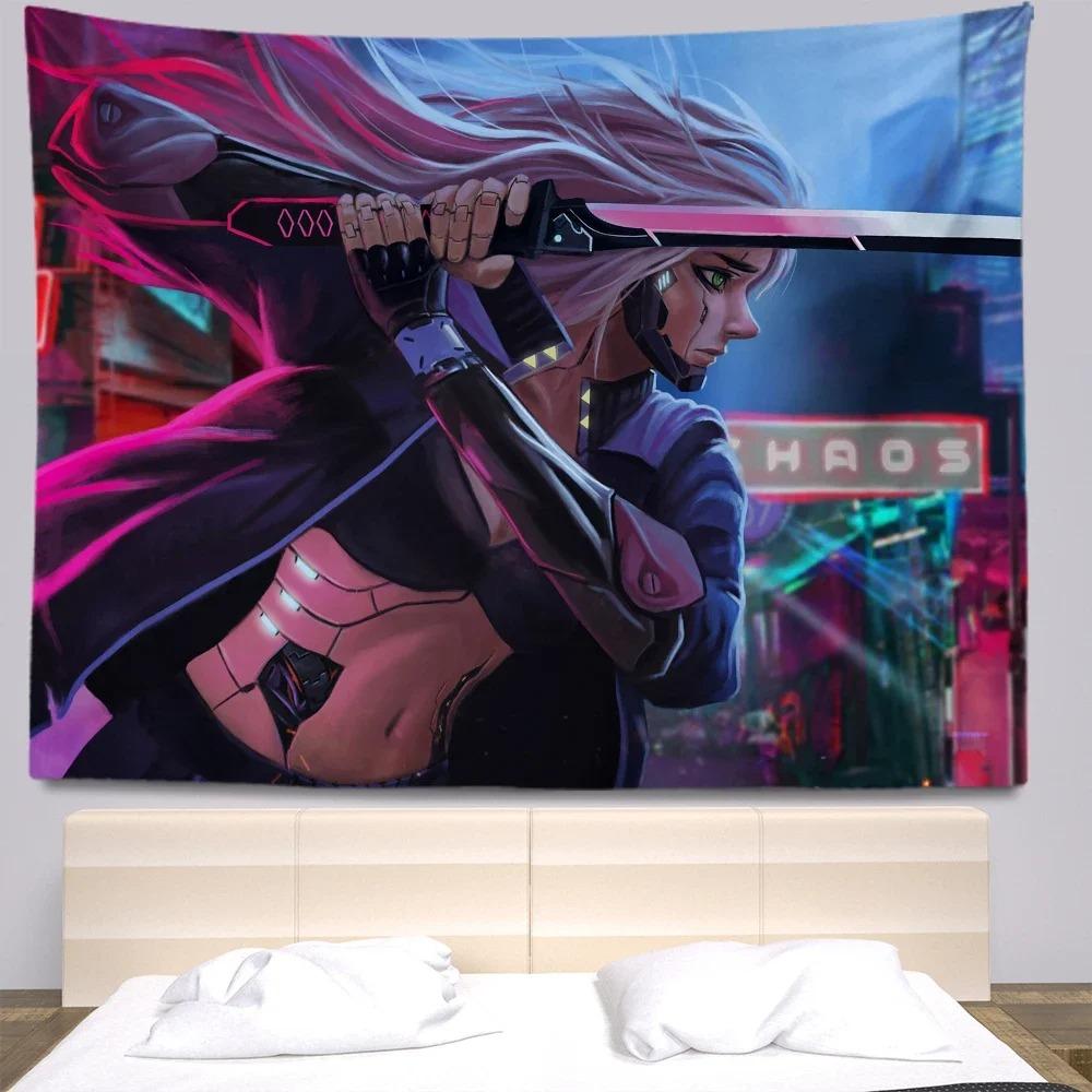 Киберпанк аниме декоративный гобелен домашний декор стены офис гостиная гобелен 100x75cm — фото 7